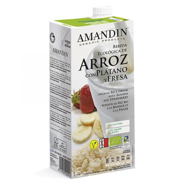 Bebida de arroz con plátano y fresa 1L